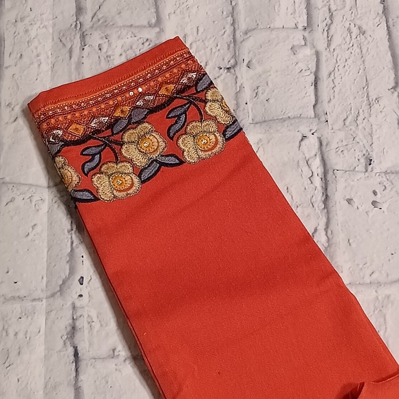 Vibrant Orange Embroidered Pants - Picture 8 of 9